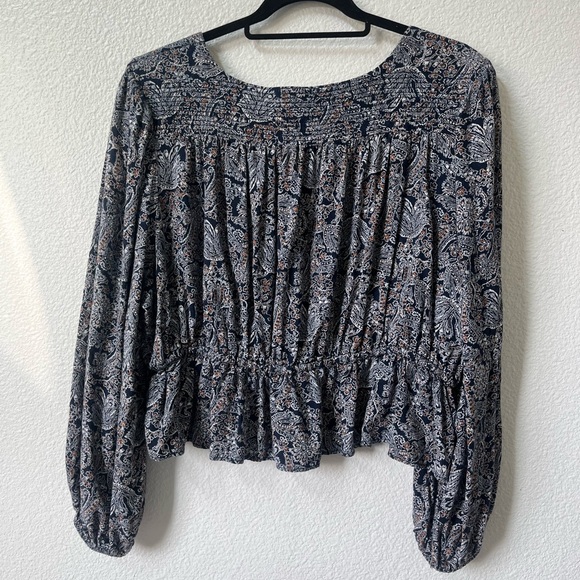 Treasure & Bond Blue Smocked Blouse with Relaxed Fit - Picture 2 of 4